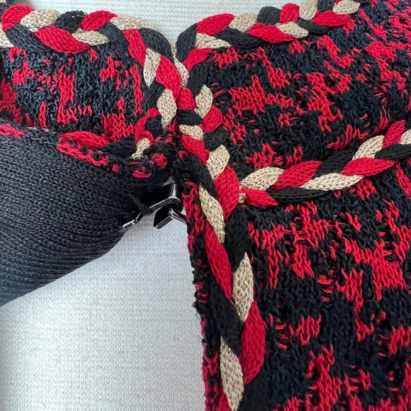 Ming Wang Houndstooth Tweed Knit Jacket Braided Trim Gold Buttons NWT FLAW - Picture 12 of 16